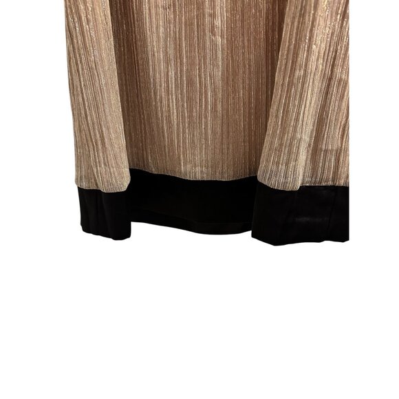 ✌️ 2/$40 ✌️En Focus Petite Metallic Pleated Dress With Black Satin Trim Size 14P - Picture 7 of 8